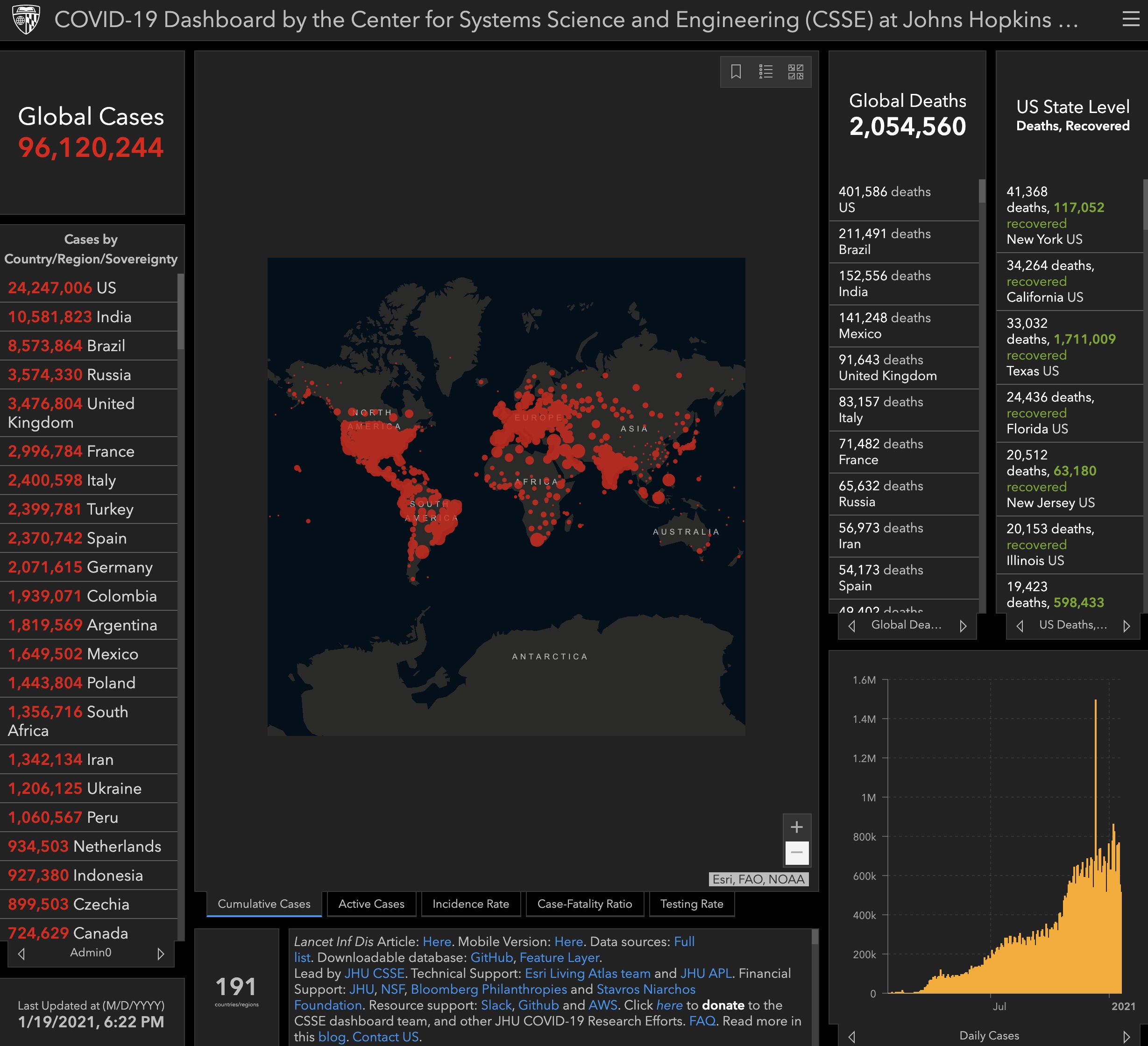 1/29/2020 = 6,165 Cases ~ COVID-19 Global Case Map by John Hopkins University