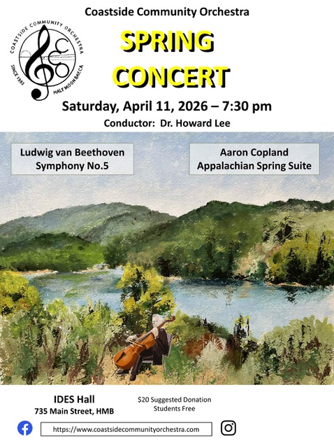 Coastside Community Orchestra 2026 Spring Concert: Beethoven Symphony #5 and Copland’s Appalachian Spring Suite