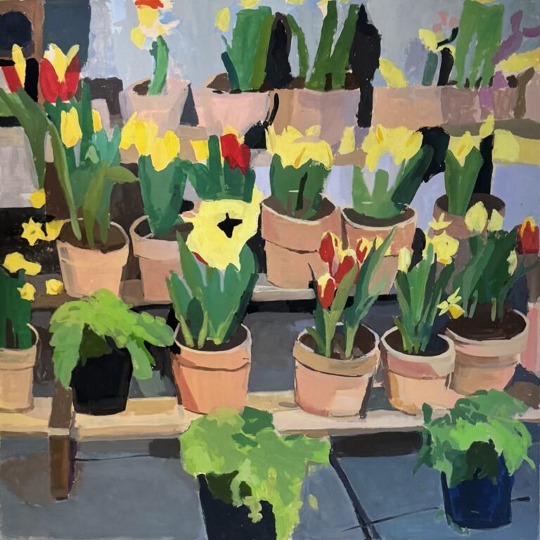 Linda Pouliot Portola Valley Nurserymans Row Old San Mateo Road 2026 flashe on cradled panel 40 x 40 inches 768x768
