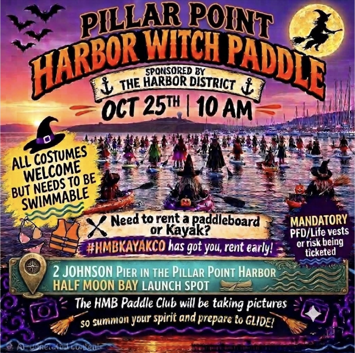 San Mateo County Harbor District Hosts 2026 Pillar Point Halloween Witches Paddle