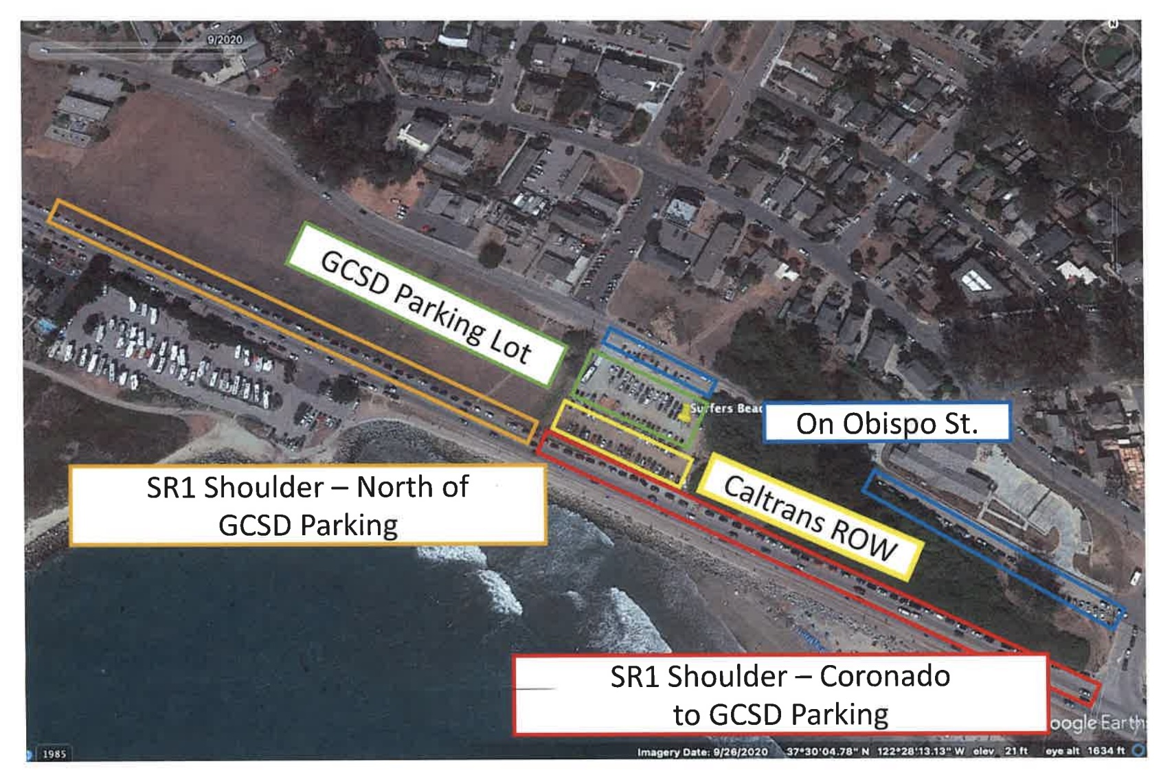 Appeal of SMCo Planning’s Coastal Development Permit to the California Coastal Commission for Caltrans Reduction of Surfer’s Beach Parking, Filed by Kathryn Slater-Carter